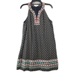 THML M Embroidered Dress Southwest Print Navy Blue Sleeveless Lined